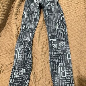 lululemon athletica Black and White Text Leggings